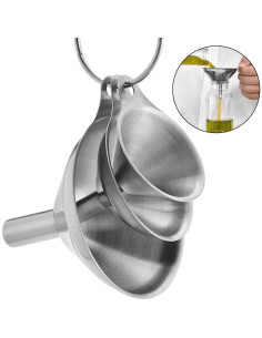 Juego de 3 embudos de acero inoxidable YEVIOR para cocina 2