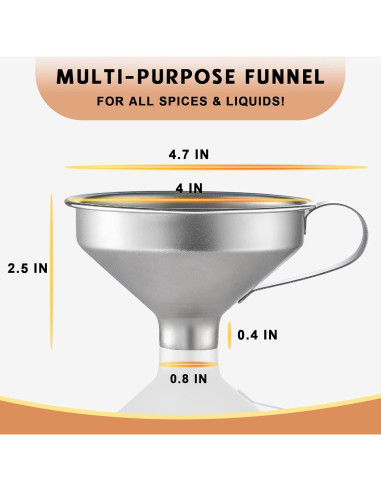 Embudo de Acero Inoxidable AOZITA 18/8 con Mango Ergonomico