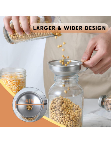 Embudo de Acero Inoxidable AOZITA 18/8 con Mango Ergonomico