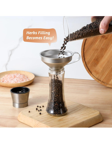 Embudo de Acero Inoxidable AOZITA 18/8 con Mango Ergonomico