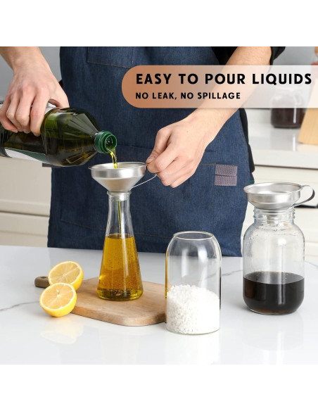 Embudo de Acero Inoxidable AOZITA 18/8 con Mango Ergonomico