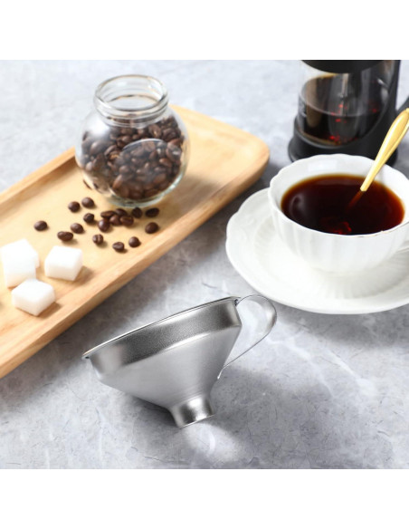 Embudo de Acero Inoxidable AOZITA 18/8 con Mango Ergonomico