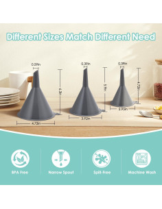 Juego de 3 embudos de cocina Babelshar de plástico grado alimenticio 2