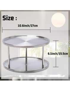 Organizador Giratorio Lazy Susan AISHNA 2 Niveles Acero Inoxidable 2
