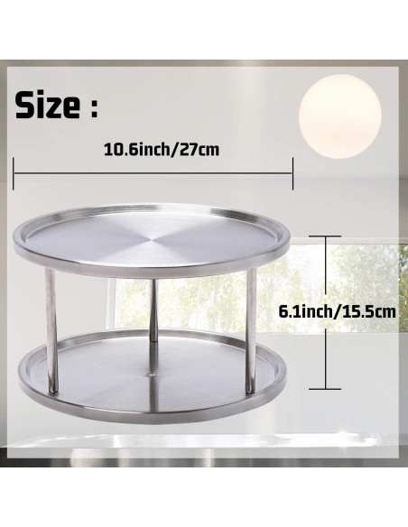 Organizador Giratorio Lazy Susan AISHNA 2 Niveles Acero Inoxidable