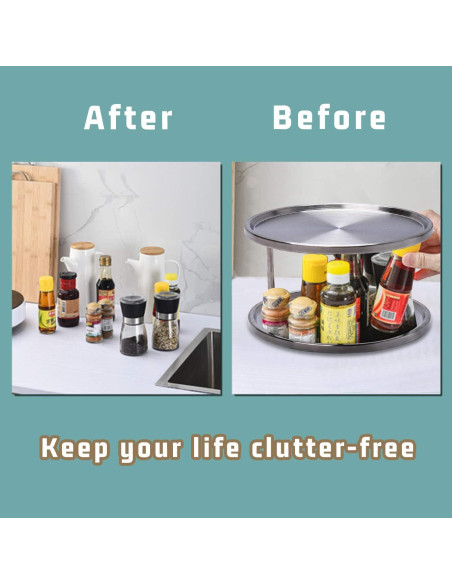 Organizador Giratorio Lazy Susan AISHNA 2 Niveles Acero Inoxidable