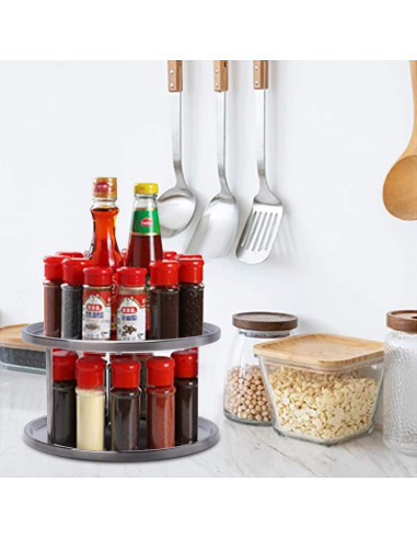 Organizador Giratorio Lazy Susan AISHNA 2 Niveles Acero Inoxidable