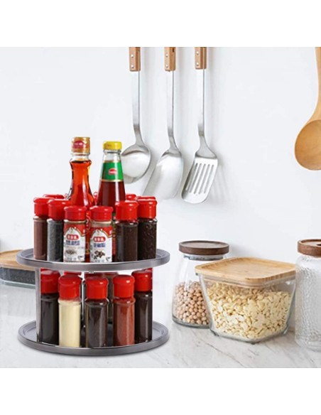 Organizador Giratorio Lazy Susan AISHNA 2 Niveles Acero Inoxidable