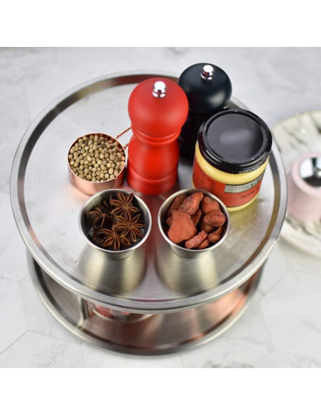 Organizador Giratorio Lazy Susan AISHNA 2 Niveles Acero Inoxidable