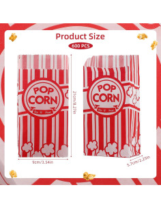 600 Bolsas de Papel para Palomitas Motroce 1 oz Vintage 2
