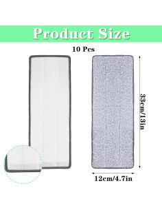 10 Almohadillas de Mopa Planas Microfibra Tolare 32x12 cm 2