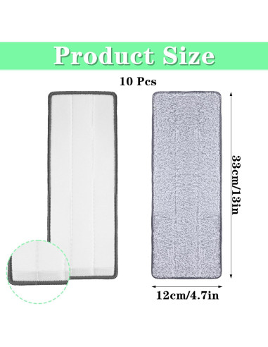 10 Almohadillas de Mopa Planas Microfibra Tolare 32x12 cm