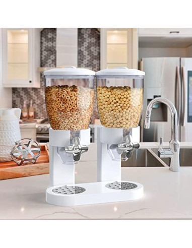 Dispensador de Alimentos Doble Blanco 2L - 1 Onza por Giro
