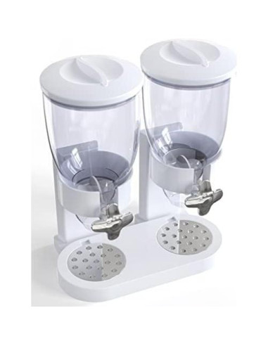 Dispensador de Alimentos Doble Blanco 2L - 1 Onza por Giro