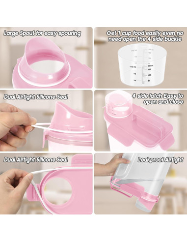 Contenedor de Almacenamiento Hermético 5L LEAWALK Rosa Claro