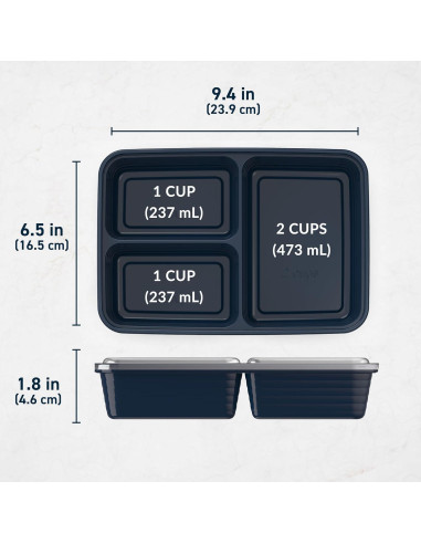 Contenedores de Comida Bentgo 20 Piezas 3 Compartimentos Azul