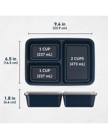 Contenedores de Comida Bentgo 20 Piezas 3 Compartimentos Azul