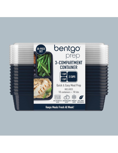 Contenedores de Comida Bentgo 20 Piezas 3 Compartimentos Azul