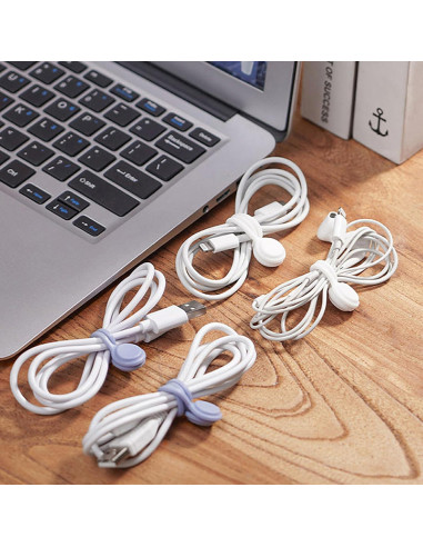 20 Sujetadores Magnéticos de Cable CeroDimo Silicona Multicolor