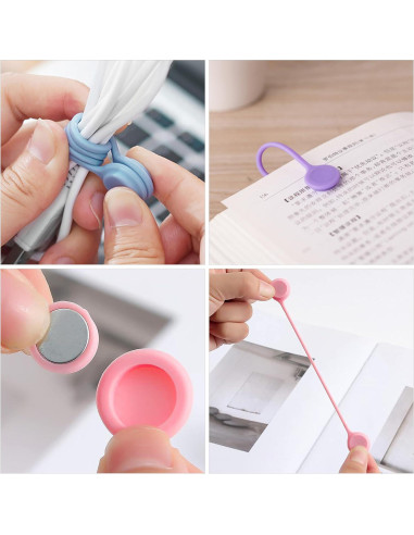 20 Sujetadores Magnéticos de Cable CeroDimo Silicona Multicolor