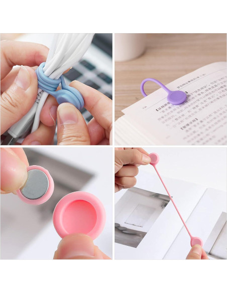20 Sujetadores Magnéticos de Cable CeroDimo Silicona Multicolor