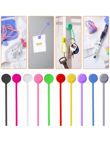 20 Sujetadores Magnéticos de Cable CeroDimo Silicona Multicolor