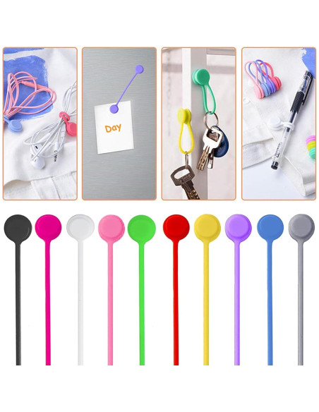 20 Sujetadores Magnéticos de Cable CeroDimo Silicona Multicolor