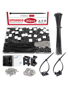 Montajes de Cable Autoadhesivos smseace 360 Pcs 15,24 cm
