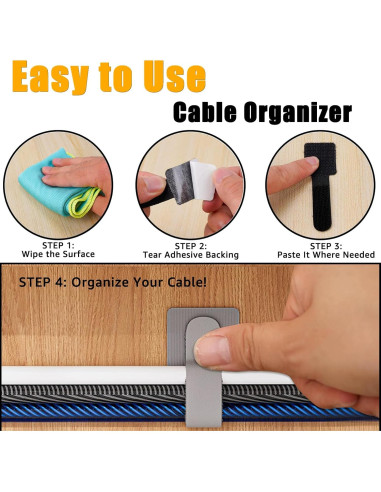 80 Correas de Cable Sereficy Autoadhesivas Negro 9.14 cm