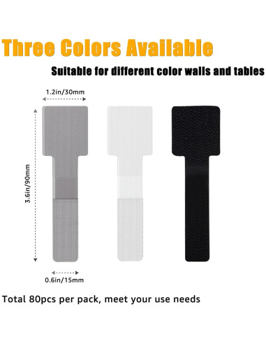 80 Correas de Cable Sereficy Autoadhesivas Negro 9.14 cm