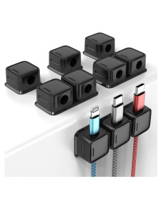 Clips Magnéticos para Cables Smofish, Paquete de 6, Negro