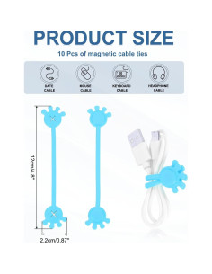 Sujetadores de Cable Magnéticos PATIKIL 10 Pcs Silicona Azul 2