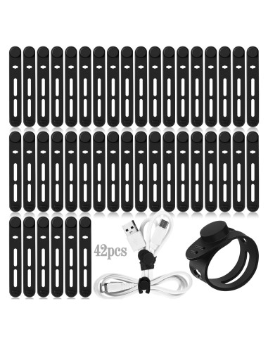 42 Correas de Cable de Silicona Tellegloww 8x1.2 cm Negro