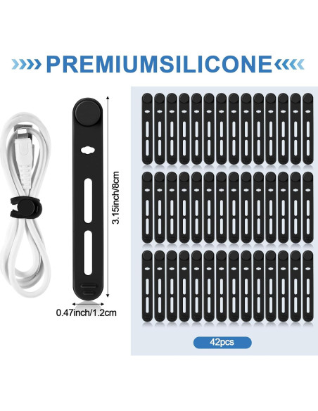 42 Correas de Cable de Silicona Tellegloww 8x1.2 cm Negro 42 Correas de Cable de Silicona Tellegloww 8x1.2 cm Negro