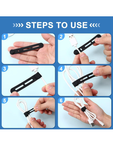 42 Correas de Cable de Silicona Tellegloww 8x1.2 cm Negro