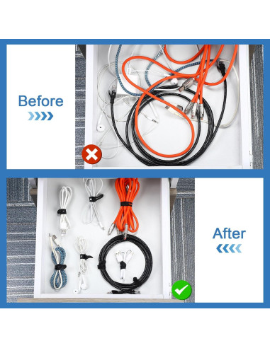 42 Correas de Cable de Silicona Tellegloww 8x1.2 cm Negro