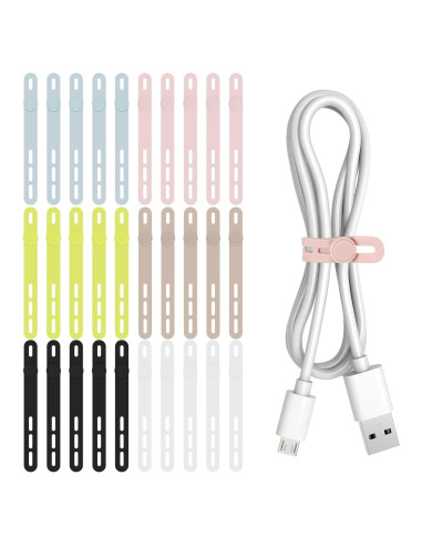 30 Correas de Cable de Silicona Donruby - Reutilizables 6 Colores