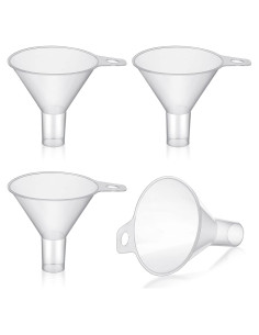 4 Embudos de Plástico Transparentes Yetene 6.5 cm Boca Ancha
