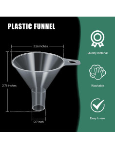 4 Embudos de Plástico Transparentes Yetene 6.5 cm Boca Ancha 2
