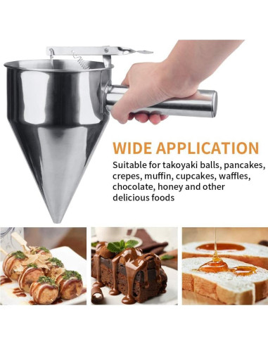 Dispensador de Masa de Pancakes MyLifeUNIT Acero Inoxidable 1200ml