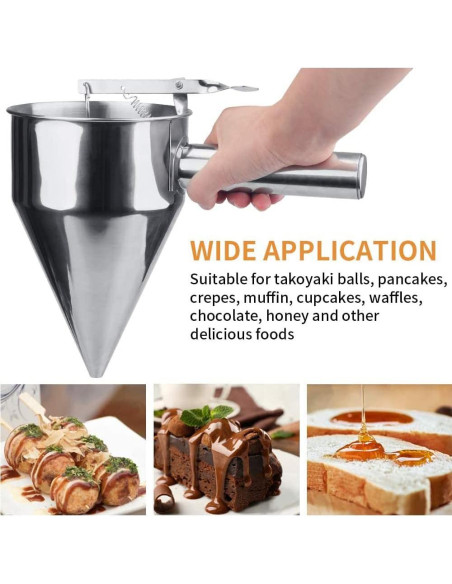 Dispensador de Masa de Pancakes MyLifeUNIT Acero Inoxidable 1200ml