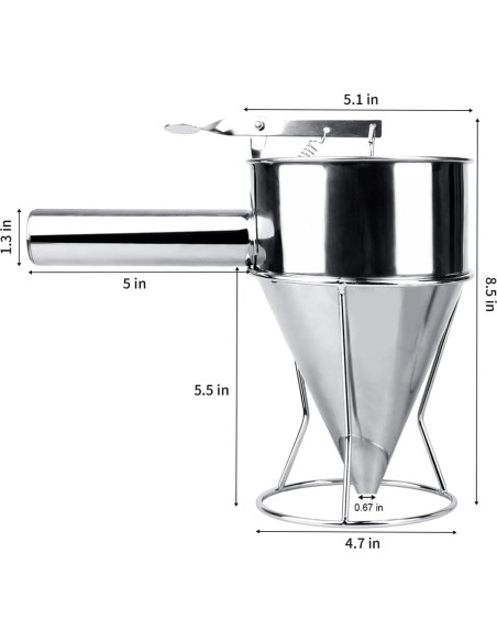 Dispensador de Masa de Pancakes MyLifeUNIT Acero Inoxidable 1200ml