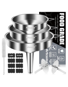 Set de 3 Embudos de Acero Inoxidable Artcome - Grado Alimenticio