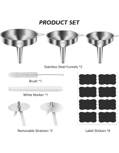 Set de 3 Embudos de Acero Inoxidable Artcome - Grado Alimenticio 2