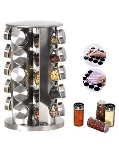 Soporte Giratorio de Especias EBIZ&TECH 20 Tarros Acero Inoxidable