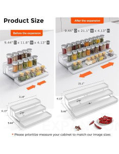 Organizador de Especias Expandible INVOCOO 3 Niveles Blanco 2