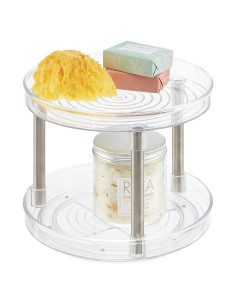 mDesign Organizador Giratorio 2 Niveles Transparente 23,37 cm