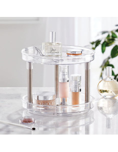mDesign Organizador Giratorio 2 Niveles Transparente 23,37 cm 2