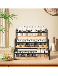 Organizador de Especias TISEMENT 3 Niveles Encimera Negro 2