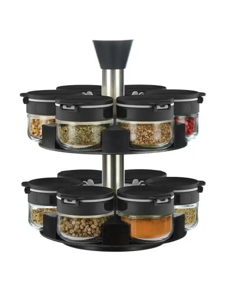 Estante de Especias Giratorio Aurakoa 2 Niveles 12 Frascos